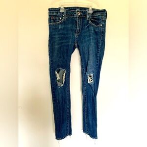 A’2ND Special A Jeans USA Ankle Skinny Slim Distressed Dark Wash Stretch Size 5